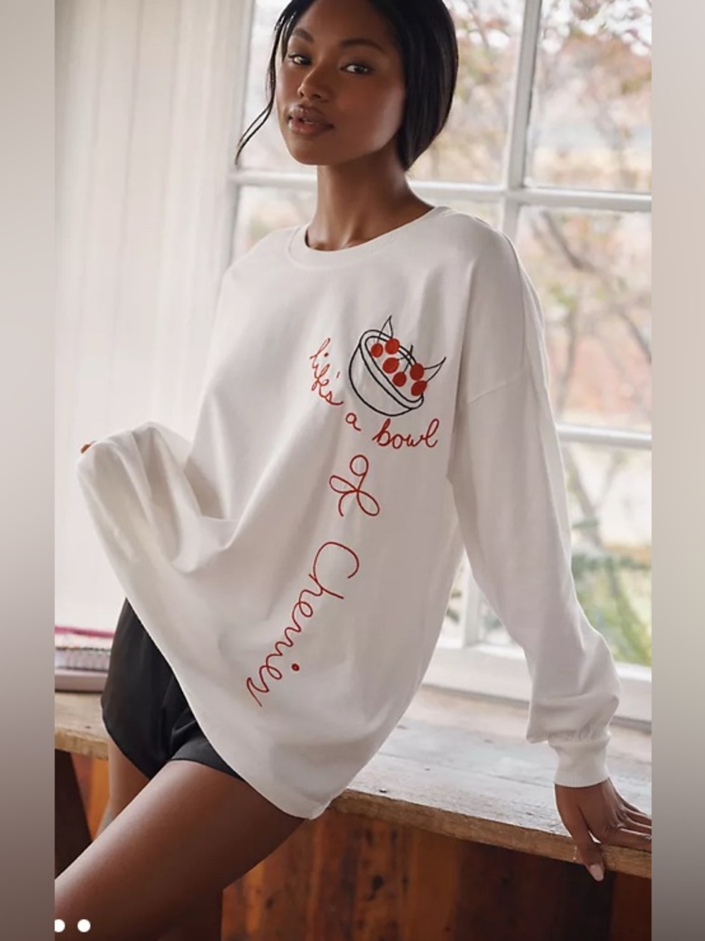 LyreBird Embroidered Graphic Long-Sleeve T-Shirt, Loungewear , size M. NWT